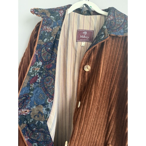 Vintage Mulberry Thick Corded Corduroy Long Coat Brown Tapestry Medium - Picture 4 of 4